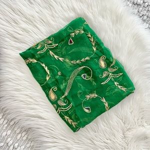 Vintage green embroidered Indian Scarf